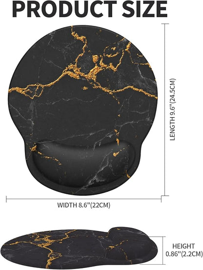 eulps Mouse Pad with Wrist Rest, Comfortable Computer Mousepad with Gel Wrist Support Smooth Surface and Non-Slip PU Base for Pain Relief, Laptop, Office & Home (Black Marble)