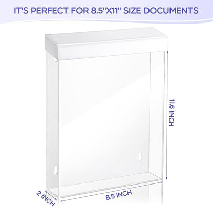 4 Pcs Outdoor Brochure Holder 8.5 x 11 with Lid Acrylic Wall Mount Flyer Box with Self Closing White Lid Waterproof Clear Heavy Duty with Screws for Real Estate Flyer Document Pamphlet Disp