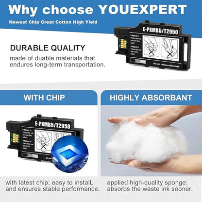 INK+ YOUEXPERT T2950 Maintenance Box T295000 Remanufactured Compatible with Workforce WF-110, EC-C110 Printer, 2 Pack