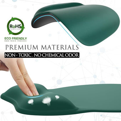 MROCO Ergonomic Mouse Pad with Gel Wrist Rest, Comfortable Mousepad with Smooth Wrist Support Surface and Non-Slip PU Base for Pain Relief, Computer, Laptop, Office & Home, 9.4 x 8.1 in, Forest Green