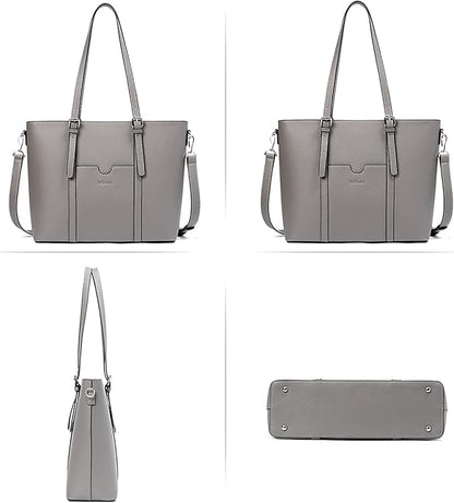 Telena Laptop Tote Bag for Women, 15.6 Inch Shoulder Tote Bag Leather Briefcase for Women, Large Capacity Handbag Bags