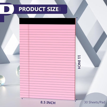 4 Pack Legal Pads 8.5 x 11 Legal Pads 8.5 x 11 Wide Ruled Notepads Colored Note Pads 8.5 x 11 Perforated Legal Notepads 80GSM Legal Pad 30 Sheets Writing Pads for School, College, Office
