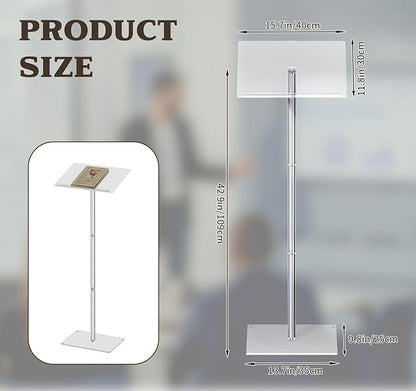 Baoz Acrylic Podium, Angle Adjustable Podium Stand Clear Speaking Podium Lecterns & Podiums for Speech Weddings Concert Church Classroom