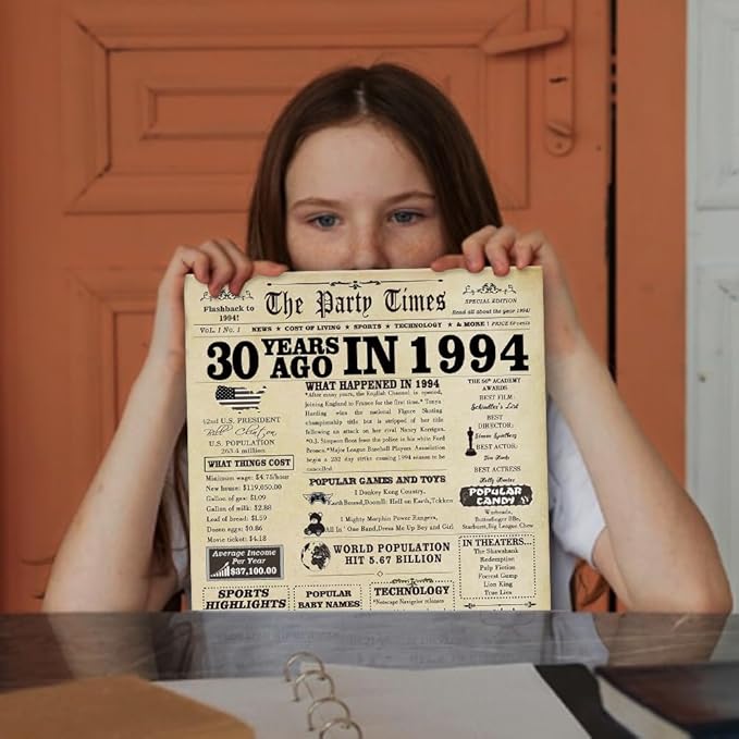 Vintage 30th Birthday Card Gifts for Women Men,Happy 30 Year Old Birthday Party Decorations for Husband Wife,Jumbo 30th Anniversary Wedding Gifts Card for Him Her,Back in 1994