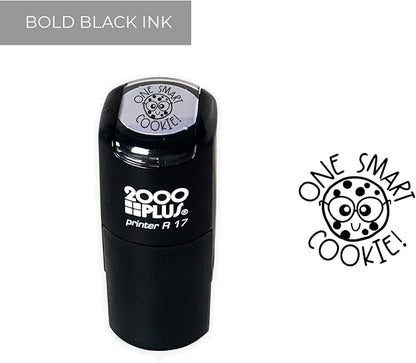 One Smart Cookie Stamp / 2000 Plus Self Inking Teacher Food Themed Treat Stamper / 9/16" Small Black Imprint Planner Worksheet School Homework Classroom Stamp