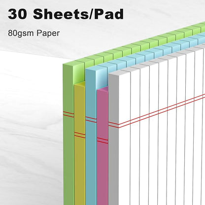 5pcs Small Note Pad 5x8 Notebook College Ruled Color Legal Pads Paper Notepads 5 Pack Study Back Writing Pads 5 x 8 Legal Pads Perforated Narrow Ruled Pads of Paper (Multicolor)