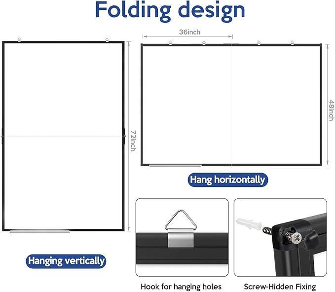 Large Whiteboard, Double Magnetic White Board for Wall, Dry Erase Whiteboard with Calendar for Office Home & School (Black, 72x48 inch)