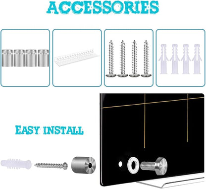 Glass Dry Erase Whiteboard,Monthly Calendar Whiteboard,18" x 24",Frameless Glass White Board for Home,School,Office,Blace Surface(GlassA-BK-4560)