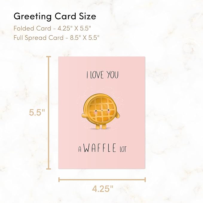 ALY LOU Anniversary Card for Her Him/Girlfriend Wife/Husband Boyfriend, Friendship Thank You Birthday Kawaii Greeting Card (I Love You A Waffle Lot)