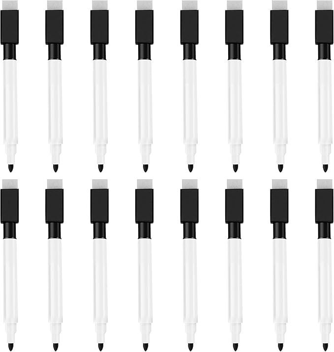 IHPUKIDI Magnetic Dry Erase Markers Fine Point Tip, 16-Pack Whiteboard Markers Dry Erase Marker with Eraser Cap, Low Odor Whiteboard Markers, Thin Dry Erase Markers for Kids Teachers, Black