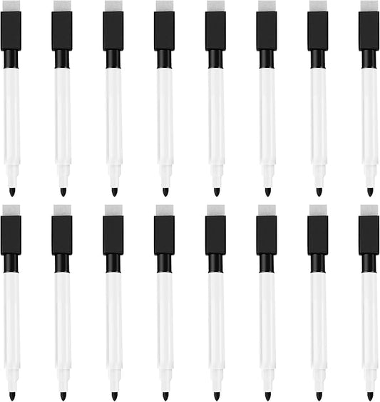 IHPUKIDI Magnetic Dry Erase Markers Fine Point Tip, 16-Pack Whiteboard Markers Dry Erase Marker with Eraser Cap, Low Odor Whiteboard Markers, Thin Dry Erase Markers for Kids Teachers, Black