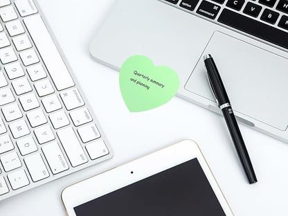 Mini Skater 2 Pack Kraft Paper Sticky Notes Heart Shaped Self-Stick Blank Book Tabs Paper Markers Sticky Notes Pad 100 Sheets Index Sticker (Light Green)