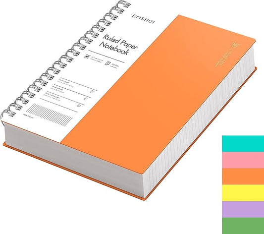 EMSHOI Spiral Notebook, B5 7.48" X 10.15", 300 Pages, Hardcover, 100gsm Thick Lined Journal, for Women Men Work Writing - Orange