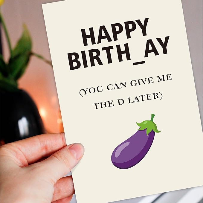 Hint Dirty D Birthday Card for Boyfriend Husband, Funny Birthday Card for Men Him, Give Me The D Late Card