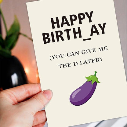 Hint Dirty D Birthday Card for Boyfriend Husband, Funny Birthday Card for Men Him, Give Me The D Late Card