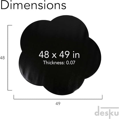 DESKU Flower Power Desk Chair Mat – Heavy-Duty PVC Mats for Carpet Floor Protection, Black, 48 x 49 Inches, Made in The USA