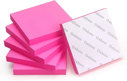 Sticky Notes 3x3 Self-Stick Notes Pads with 6 Bright Colors, Easy to Post for Office, Shool, Home, 6 Pads/Pack, 100 Sheets/Pad (Red)