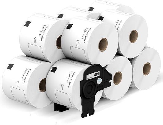 12 Rolls Compatible Shipping Labels Replacement for Brother DK-1202 (2.4" X 3.9"), Compatible with Brother QL Label Printers QL800 QL1100 with 1 Refillable Cartridge Frame