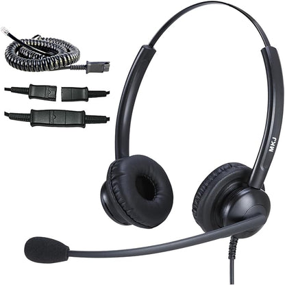 MKJ Noise Cancelling Cisco Headset with Microphone Dual Ear Wired Call Center Headphones for Office Phone Cisco CP-7821 7841 7861 8841 7942G 7931G 7940 7945G 7961 7962G 7965 7970G 7975G 8811 9951