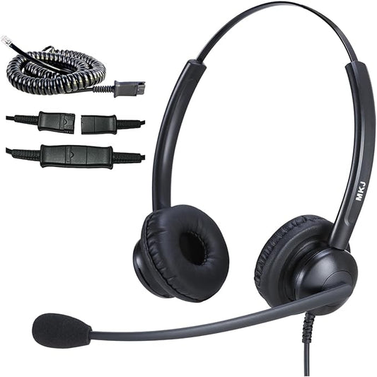 MKJ Noise Cancelling Cisco Headset with Microphone Dual Ear Wired Call Center Headphones for Office Phone Cisco CP-7821 7841 7861 8841 7942G 7931G 7940 7945G 7961 7962G 7965 7970G 7975G 8811 9951