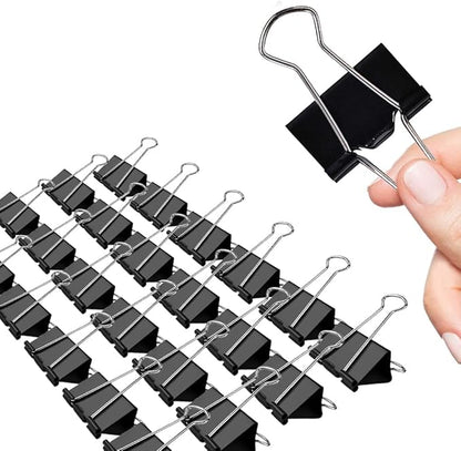 Binder Clips, 24 Pack, 1.6 Inch, Non-Standard 41mm, Black, Capacity 0.66 Inch, Large Binder Clips, Paper Binder Clips, Large Paper Clips, Office Clips, Great Binder Clips