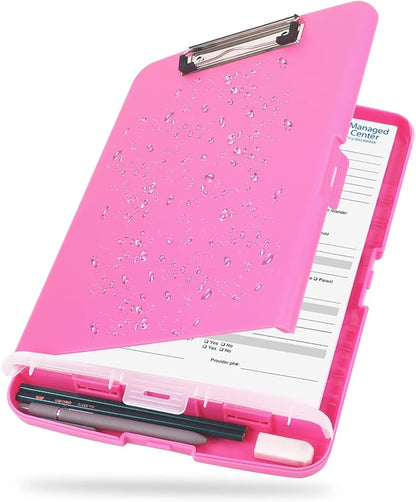 Clipboard with Storage, Large Capacity Nursing Clipboards with Low Profile Clip, Heavy Duty Plastic Storage Clipboard with Pen Holder, Side-Opening, Multifunctional Clipboard Case for Writing