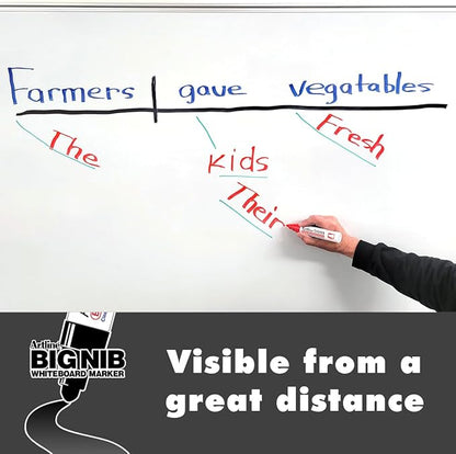 Artline 5109A Magnum White Board Markers Dry Erase with Jumbo Big Nib For Clear, Visible Lettering, Black, Red, Blue, and Green - 4 Pack