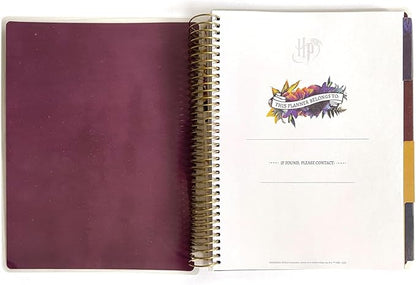 Paper House Productions Harry Potter 12 Month Undated 9.5" Planner with Month and Event Flag Stickers - Floral Hogwarts Crest