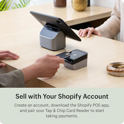 Tap & Chip Card Reader with Dock - POS Countertop Wireless Credit Card Reader Device + Holder Stand - Contactless Payment Point of Sale Station for Retail, Small Business