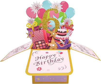 Asmallgf Happy 6th Birthday Pop Up Card for Daughter Niece, Funny 6 Years Old Birthday Gifts for Girl Boy, Sweet 6 Birthday Gift Ideas for Him Her