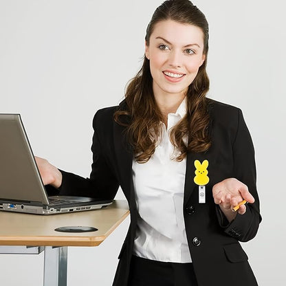 Bunny Badge Reels Easter Badge Holder Yellow Rabbit Nurse Badge Reel ID Name Alligator Acrylic Clip Cute Easter Gift for Nurse Office Employee Name Badge