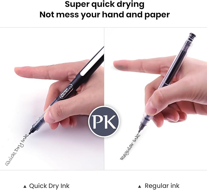 WRITECH Liquid Ink Rollerball Pens: 0.5mm Extra Fine Point Tip Quick Dry Roller Pens 4ct Assorted Colors Ink for Writing, Taking Notes & Sketching Multi Colored