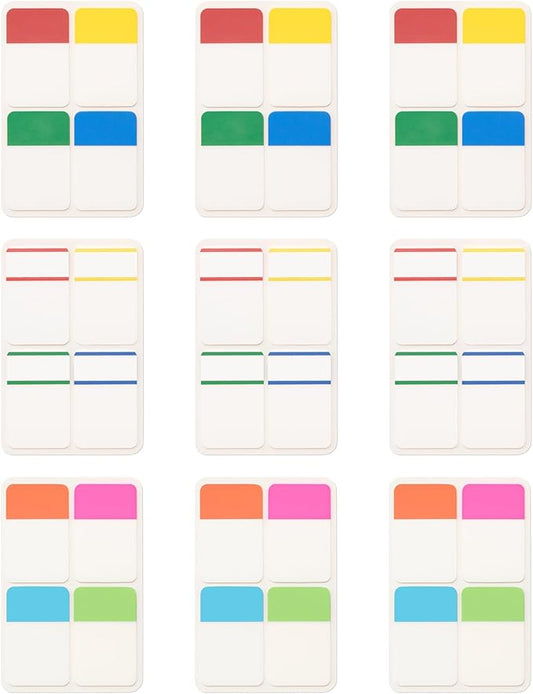 KICNIC File Index Tabs 1 Inch Sticky Flags 720 Pcs, Colored Page Markers Self Adhesive, Repositionable Note Tabs for Documents, Books, Paper, Notebooks, Filing and Folders [36 Sets, 10 Colors]