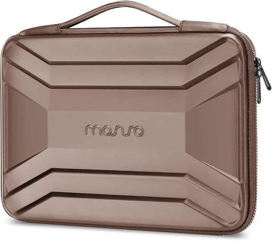 MOSISO 15-15.6 inch Laptop Sleeve with Handle, Waterproof Shockproof Protective Symmetrical Trapezoid EVA Computer Bag Carrying Case Compatible with MacBook Pro 16, HP, Dell Notebook, Brown