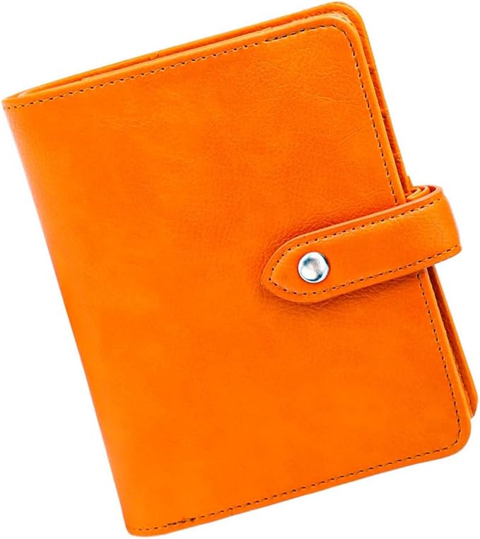 Mogoostry A7 Binder Cover Savings Binder Wallet Leather Binder Folder 6-Ring Refillable Notebook Binder Planner Cover Hardcover Budget Binder Organizer (Orange)