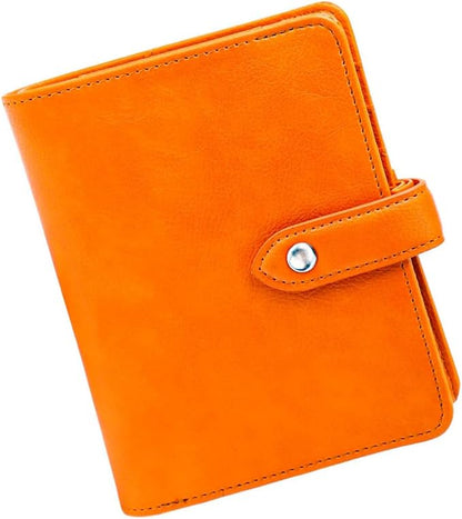 Mogoostry A7 Binder Cover Savings Binder Wallet Leather Binder Folder 6-Ring Refillable Notebook Binder Planner Cover Hardcover Budget Binder Organizer (Orange)