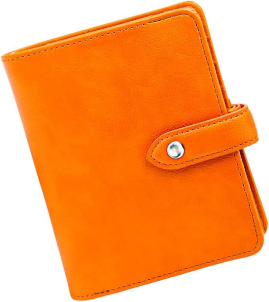 Mogoostry A7 Binder Cover Savings Binder Wallet Leather Binder Folder 6-Ring Refillable Notebook Binder Planner Cover Hardcover Budget Binder Organizer (Orange)