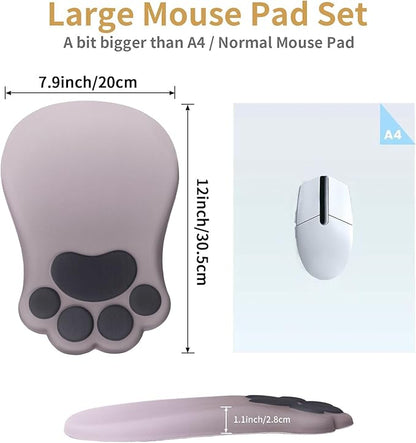 Ergonomic Mouse Pad with Wrist Rest,Cute Cat Paw Mousepad Wrist Support,Comfortable Massage Design Computer Pain Relief Mouse Pad with Non-Slip PU Base for Desk Laptop Gaming,Gradual Brown