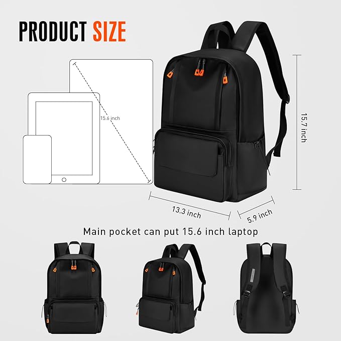 Versatile Lightweight Laptop Backpack - Durable, Water-Resistant for 13-15.6 Inch Laptops - Perfect for Work, Travel, Commute, Campus - Practical & Multi-Functional