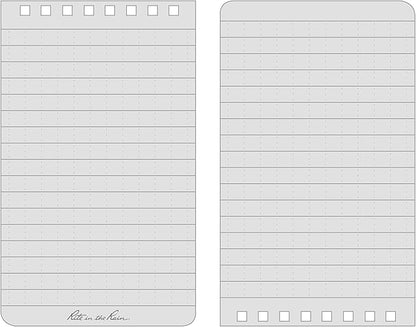 Rite in the Rain Weatherproof Top Spiral Notebook, 3" x 5", Black Cover, Universal Pattern, 6 Pack (No. 735L6)