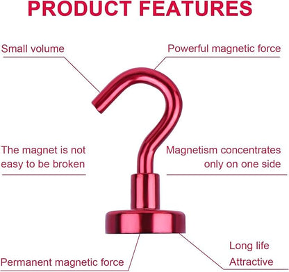 DIYMAG Magnetic Hooks, 30Lbs Strong Heavy Duty Cruise Magnet S-Hooks for Classroom, Fridge, Hanging, Cabins, Grill, Kitchen, Garage, Workplace and Office etc, (15 Pack-Red)