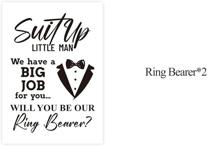 Set of 2 Ring Bearer Proposal Card, Will You Be Our Ring Bearer Card, Ring Bearer Request Card with Matching Envelopes.