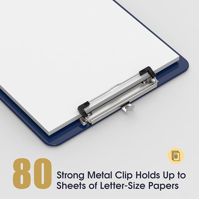 Plastic Clipboards 6 Pack, A4 Blue Clip Board 8.5x11 for Classroom, Students, Kid, Woman, Size 9" x 12.5" with Low Profile Clip, Office & School Supply