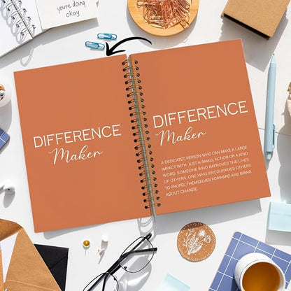 Difference Maker Gift, Difference Maker Definition Spiral Notebook Journal, Motivational Notebooks, Thank You Gifts for Women Men Teacher Coworkers, Hardcover Spiral Notebook 5.5x8.3(Orange)