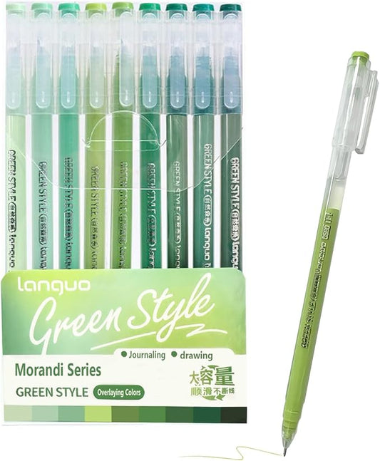 0.5mm Journal Colouring Pens, Assorted Rainbow Colors Pens Set of 9 for Adults Journal Coloring Calligraphy,Made for Everyday Writing, Journals,Drawing,Coloring Books (Natural Forest Colors)