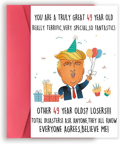 Funny Trump 49th Birthday Card, Happy 49 Year Old Birthday Gifts for Women Men, Unique 49th Birthday Decorations for Him Her, Great 1975 Birthday Gifts for Mom Dad Husband Wife