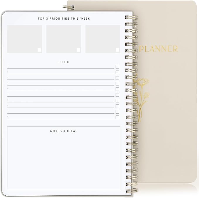 Beautiful Daily and Weekly Planner - To Do List Notebook to Easily Organize Your Agendas And Boost Productivity in School Or At Work - Stylish College or Office Supplies For Women