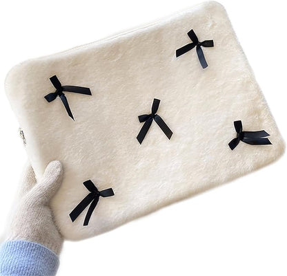 9-11 Inch Tablet Sleeve Case for iPad Pro 11 Air 4 10.2 Tab Protective Bag Cute Bowknot Quilted Puffy Laptop Pouch Carrying Case