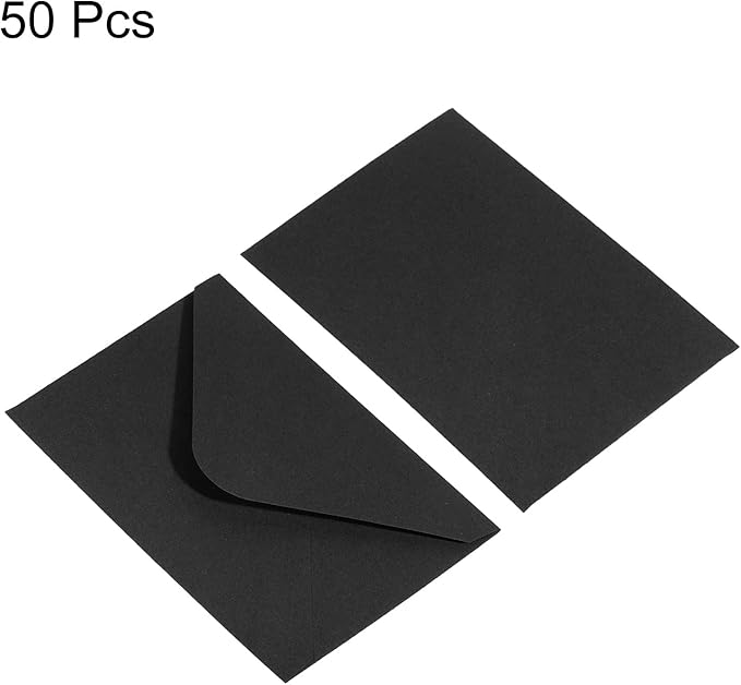 PATIKIL Mini Envelopes, 50 Pack Gift Cards Business Cards Envelope for Invitation Graduation, Black