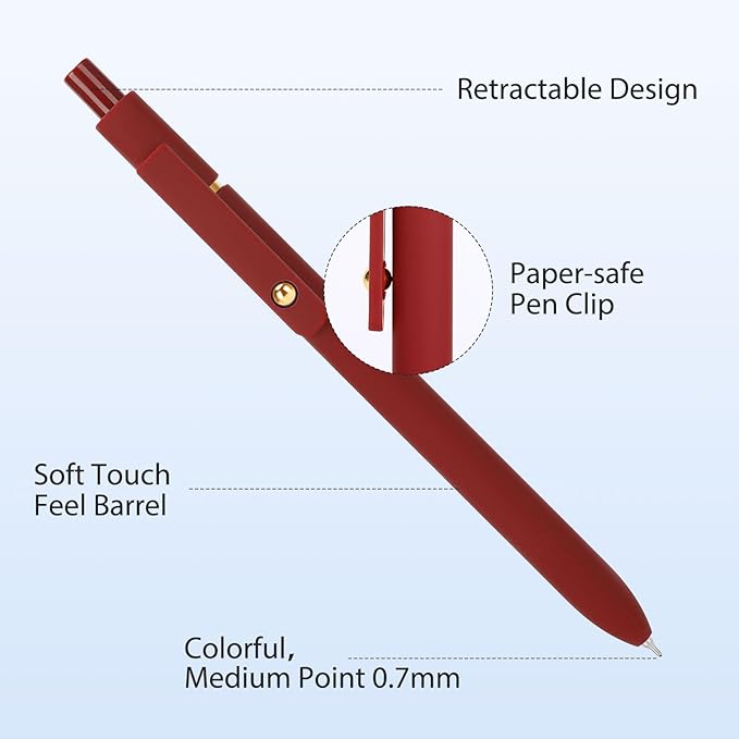 FIOVER Colored Pens, 12 Pack Colorful Gel Pens, Medium Point 0.7mm, Smooth Writing Journaling Supplies Multicolor Ballpoint for Journaling, Drawing, Doodling, and Note Taking(12PCS Aesthetic+Vintage)